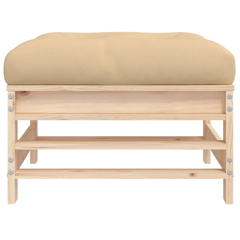 vidaXL Garden Footstool with Cushion Solid Wood Pine