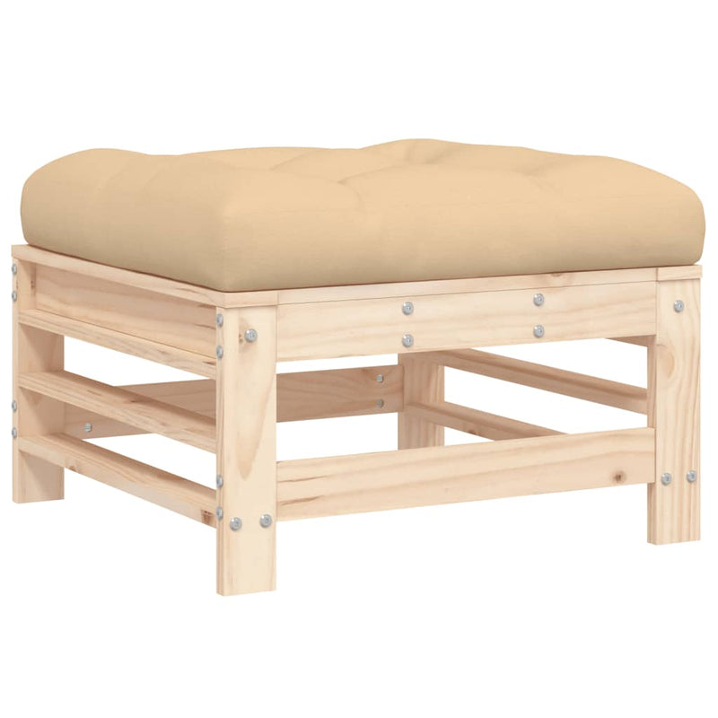vidaXL Garden Footstool with Cushion Solid Wood Pine