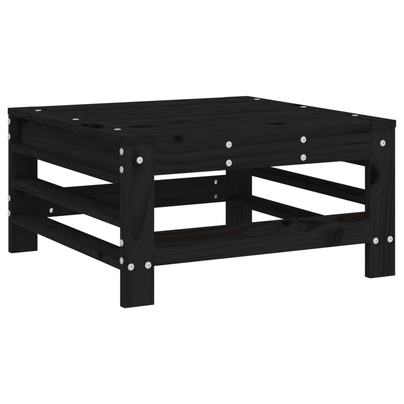 vidaXL Garden Footstool with Cushion Black Solid Wood Pine
