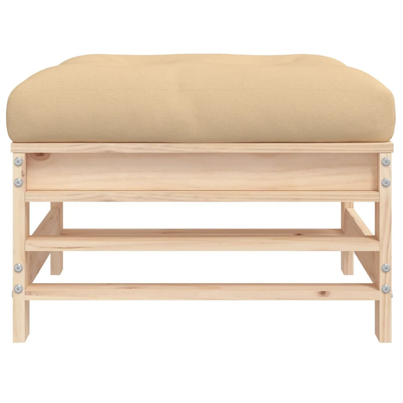 vidaXL Garden Footstools with Cushions 2pcs Solid Wood Pine