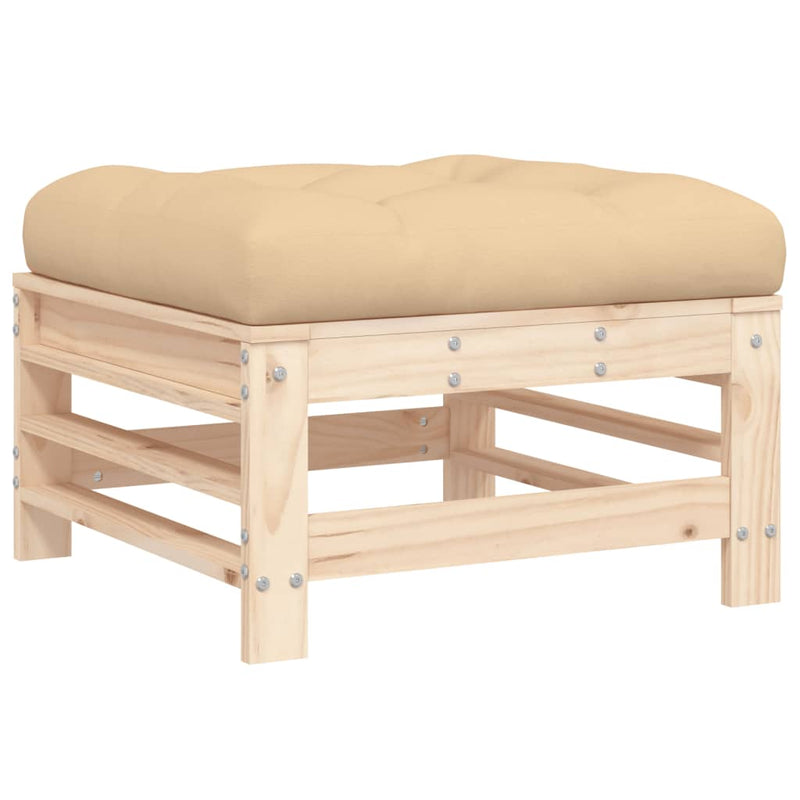 vidaXL Garden Footstools with Cushions 2pcs Solid Wood Pine