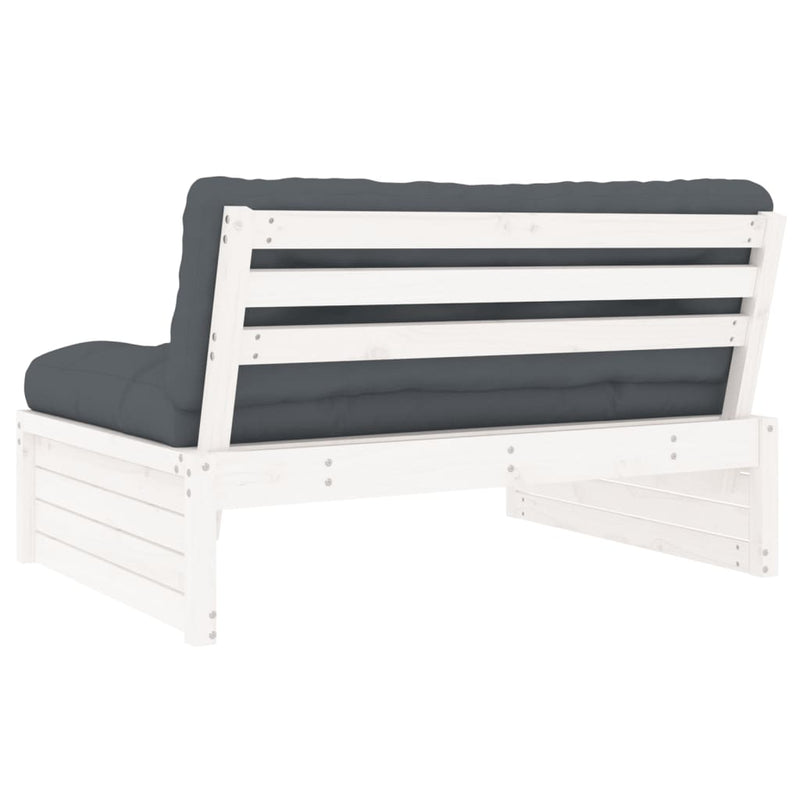 vidaXL Middle Sofa White 120x80 cm Solid Wood Pine