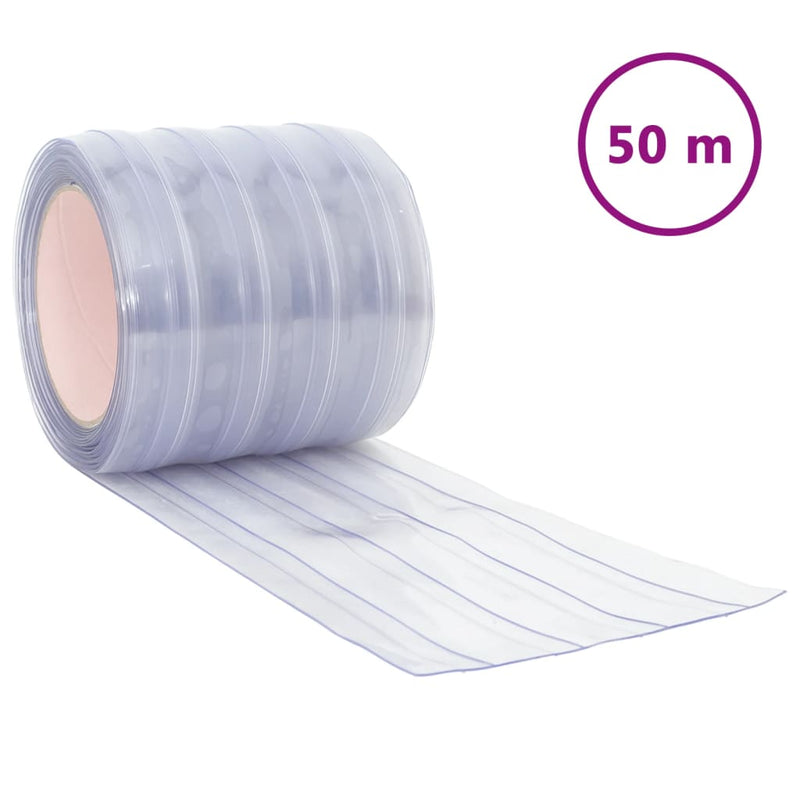 vidaXL Door Curtain Transparent 200 mmx1.6 mm 50 m PVC