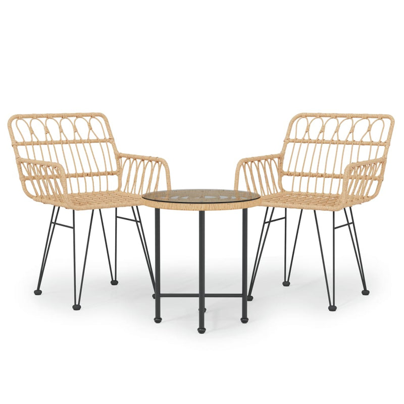 vidaXL 3 Piece Garden Dining Set Poly Rattan