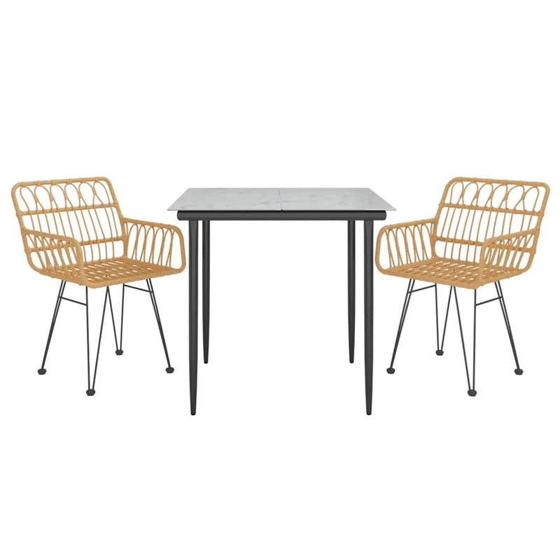 vidaXL 3 Piece Garden Dining Set Poly Rattan