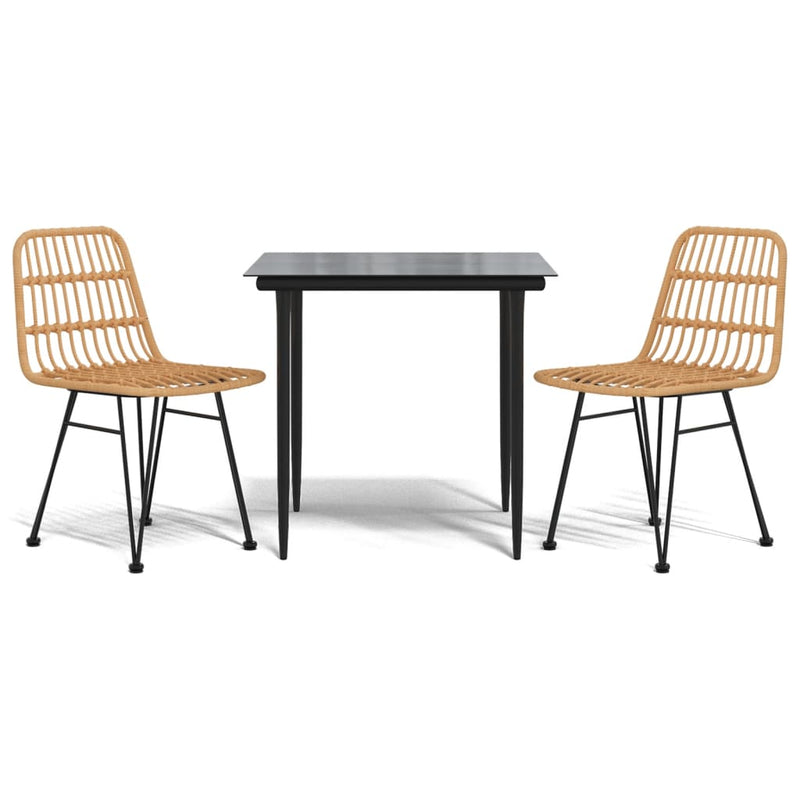 vidaXL 3 Piece Garden Dining Set Poly Rattan