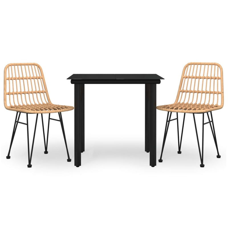 vidaXL 3 Piece Garden Dining Set Poly Rattan