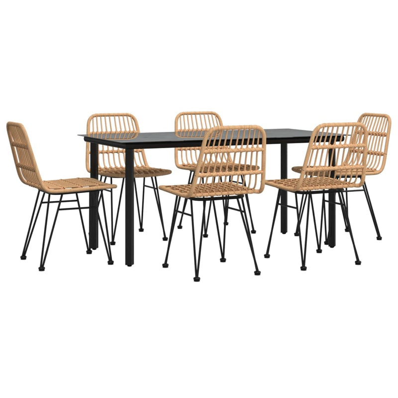vidaXL 7 Piece Garden Dining Set Poly Rattan