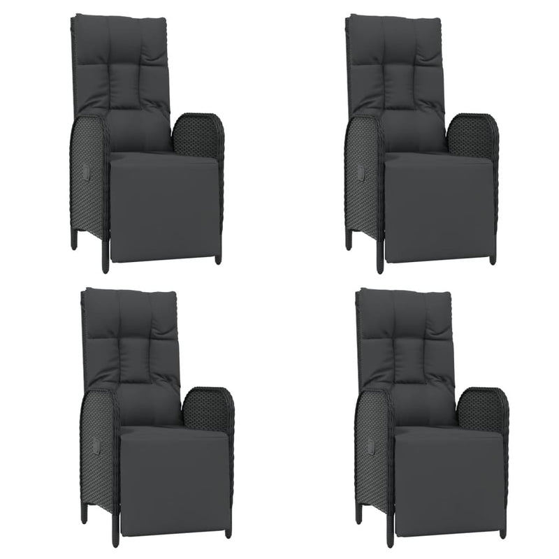 vidaXL 5 Piece Garden Dining Set with Cushions Black Poly Rattan