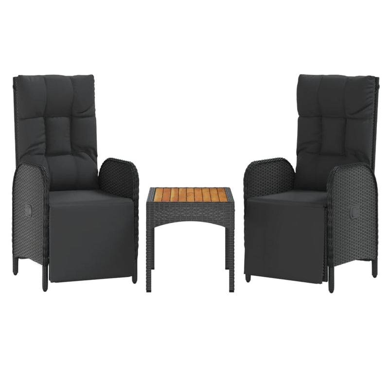 vidaXL 4 Piece Garden Dining Set with Cushions Black Poly Rattan
