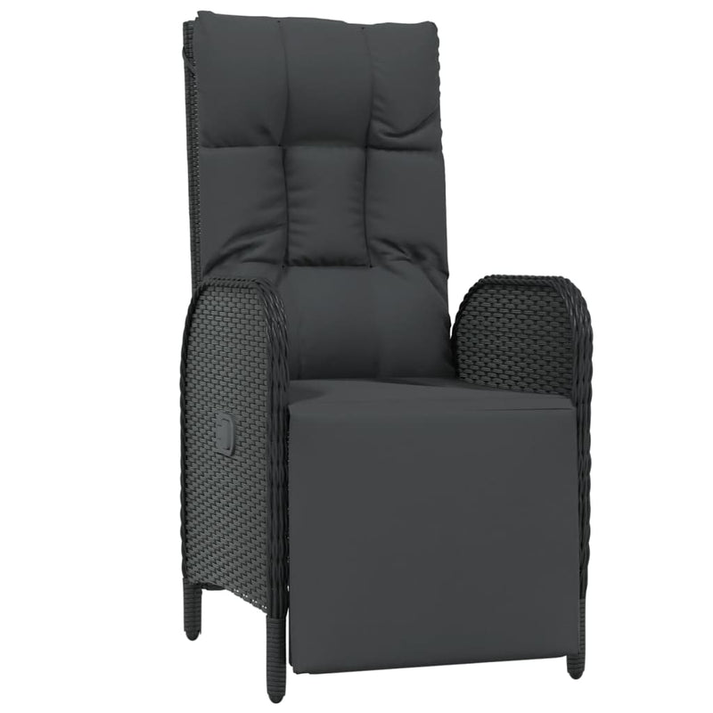 vidaXL 4 Piece Garden Dining Set with Cushions Black Poly Rattan