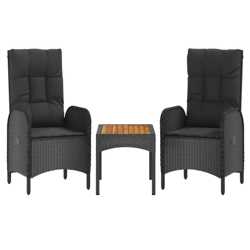 vidaXL 5 Piece Garden Dining Set with Cushions Black Poly Rattan