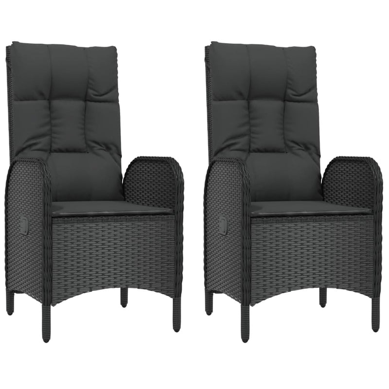 vidaXL 5 Piece Garden Dining Set with Cushions Black Poly Rattan