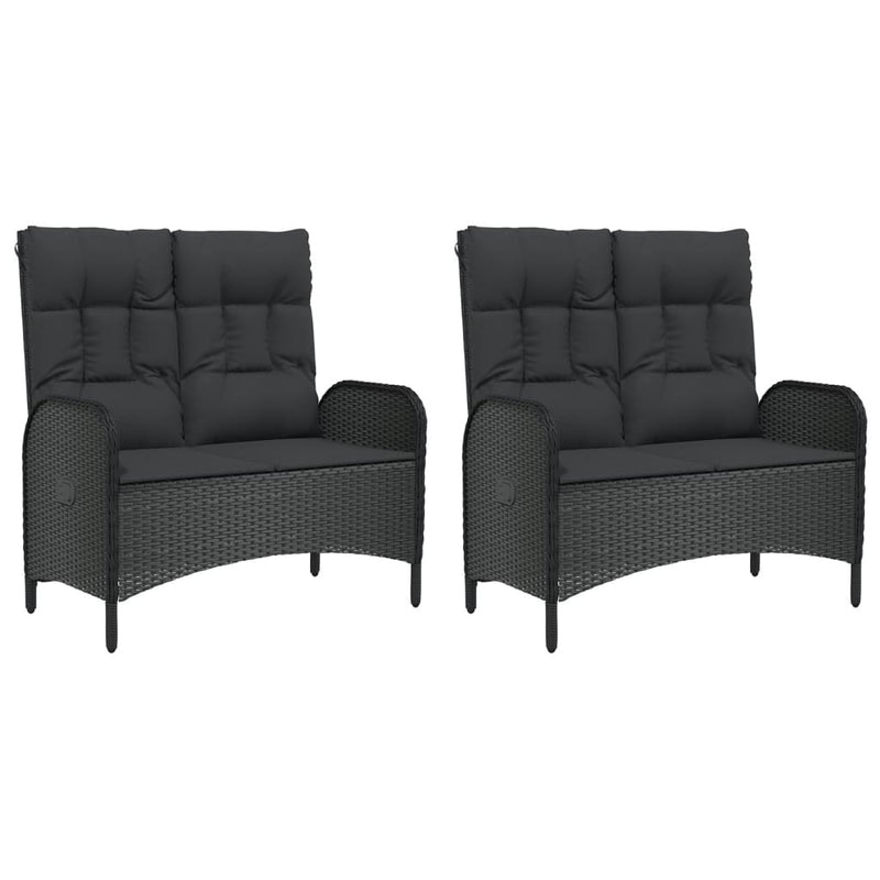 vidaXL 5 Piece Garden Dining Set with Cushions Black Poly Rattan