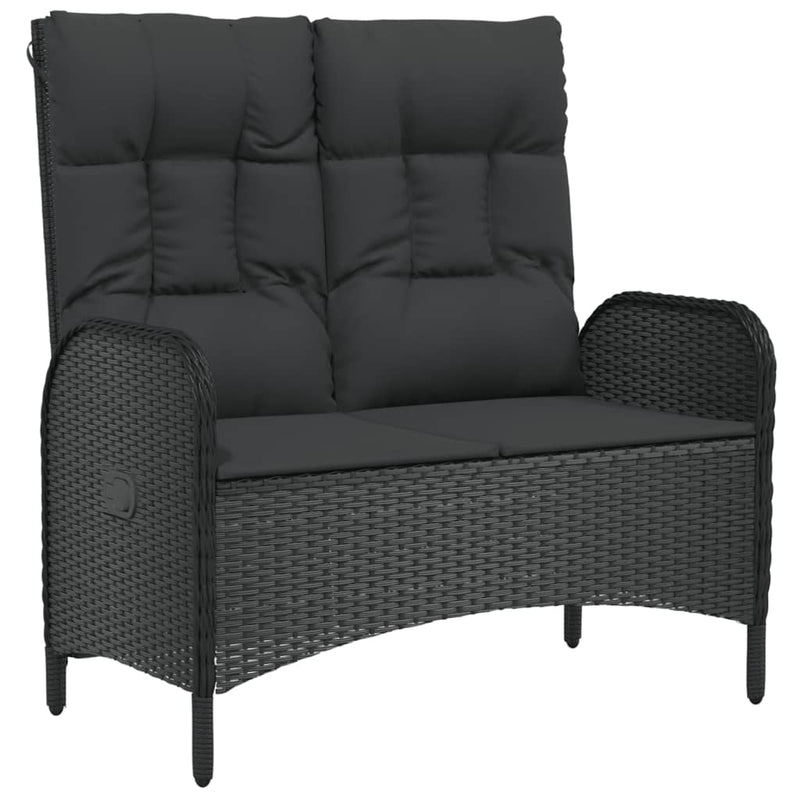 vidaXL 5 Piece Garden Dining Set with Cushions Black Poly Rattan