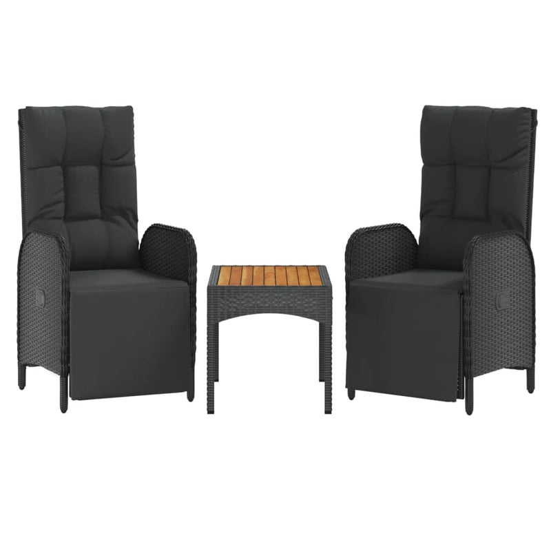 vidaXL 5 Piece Garden Dining Set with Cushions Black Poly Rattan