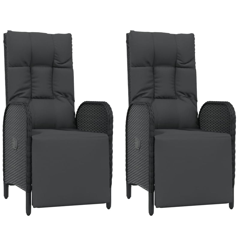 vidaXL 5 Piece Garden Dining Set with Cushions Black Poly Rattan
