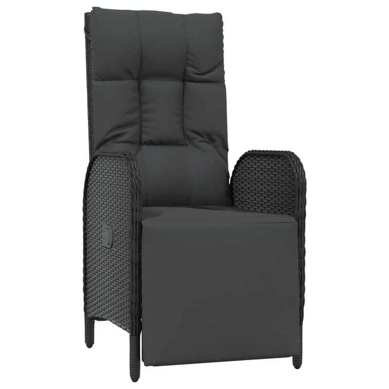 vidaXL 3 Piece Garden Dining Set with Cushions Black Poly Rattan