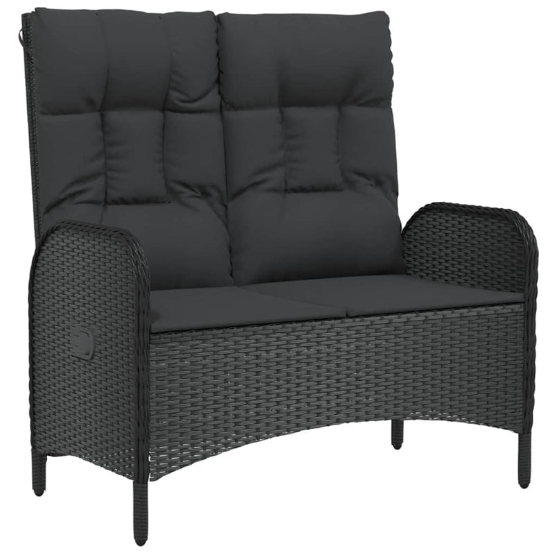 vidaXL 3 Piece Garden Dining Set with Cushions Black Poly Rattan