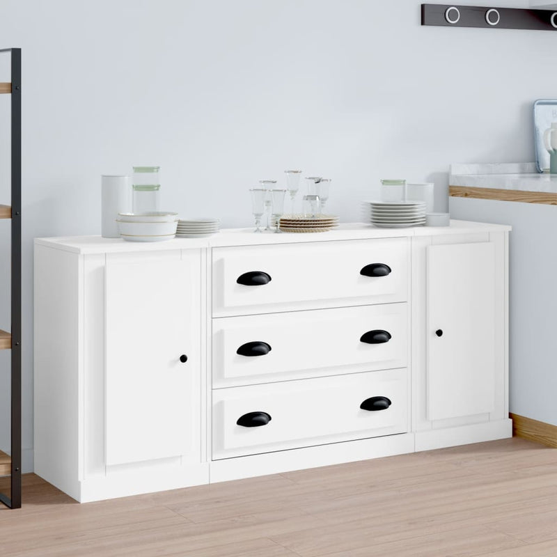 vidaXL Sideboards 3 pcs White Engineered Wood