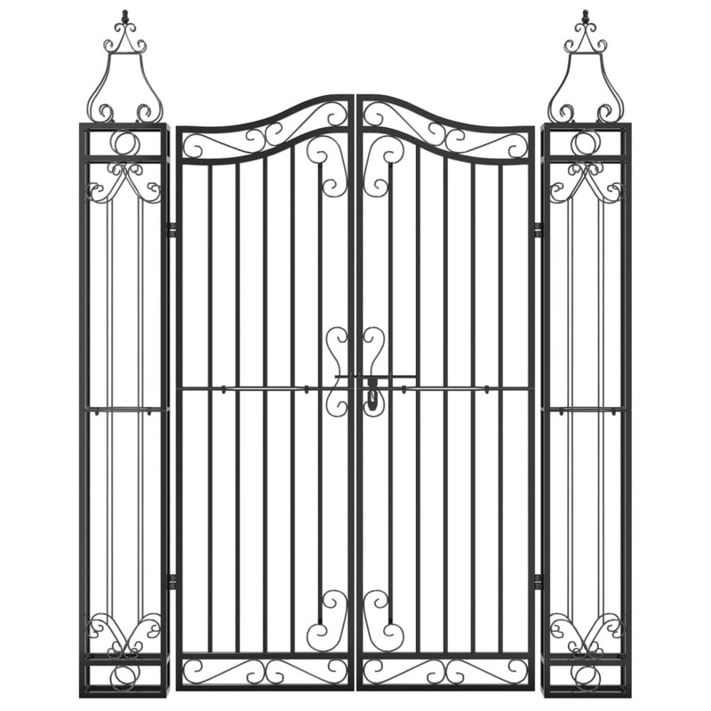 vidaXL Garden Gate Black 121x8x150 cm Wrought Iron
