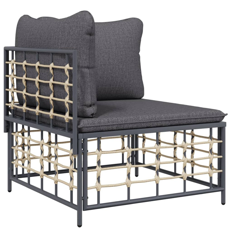 vidaXL 5 Piece Garden Lounge Set with Cushions Anthracite Poly Rattan