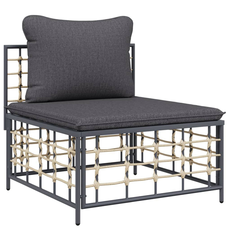 vidaXL 4 Piece Garden Lounge Set with Cushions Anthracite Poly Rattan