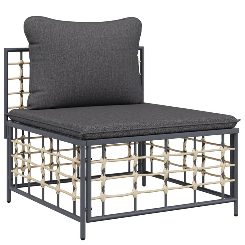 vidaXL 6 Piece Garden Lounge Set with Cushions Anthracite Poly Rattan