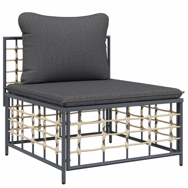 vidaXL 6 Piece Garden Lounge Set with Cushions Anthracite Poly Rattan