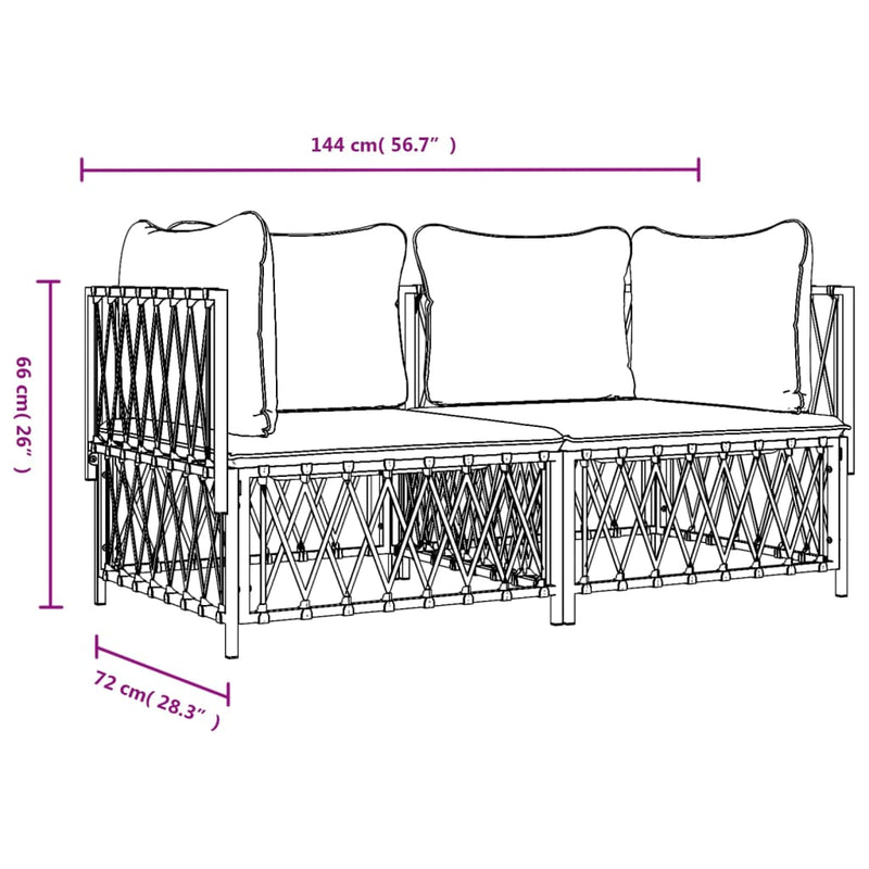vidaXL 2 Piece Garden Lounge Set with Cushions Anthracite Steel