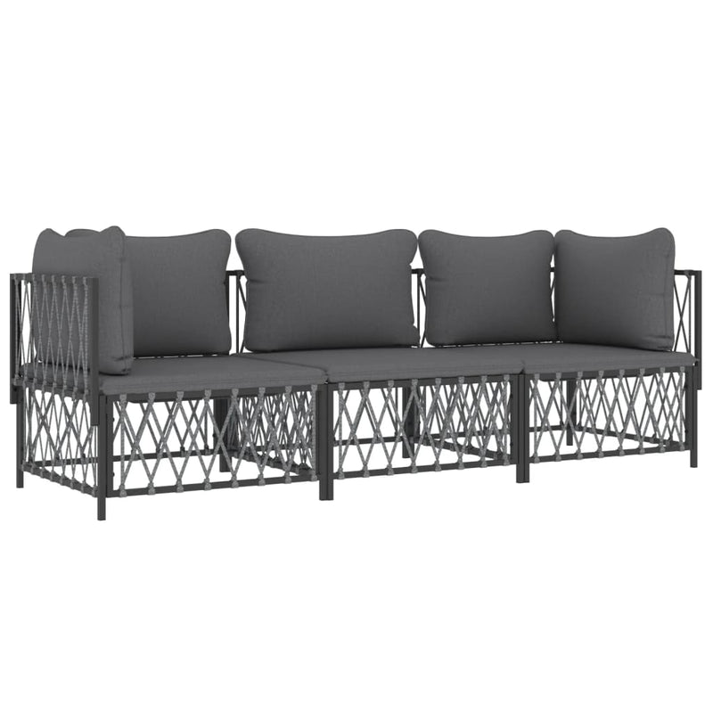 vidaXL 3 Piece Garden Lounge Set with Cushions Anthracite Steel