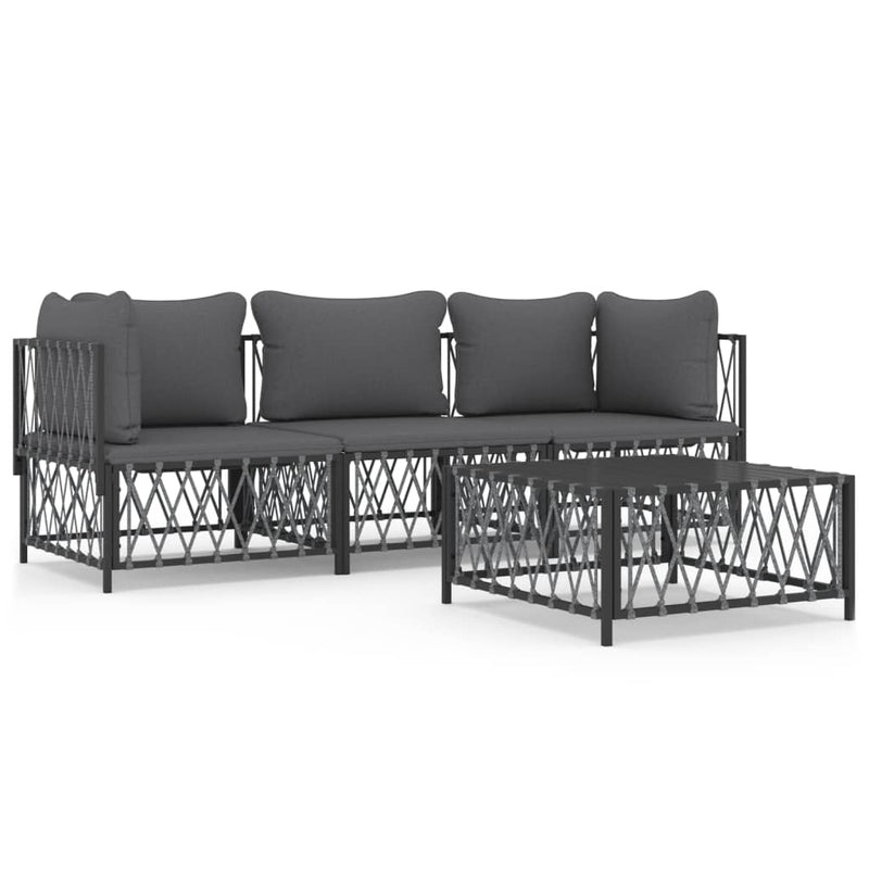 vidaXL 4 Piece Garden Lounge Set with Cushions Anthracite Steel