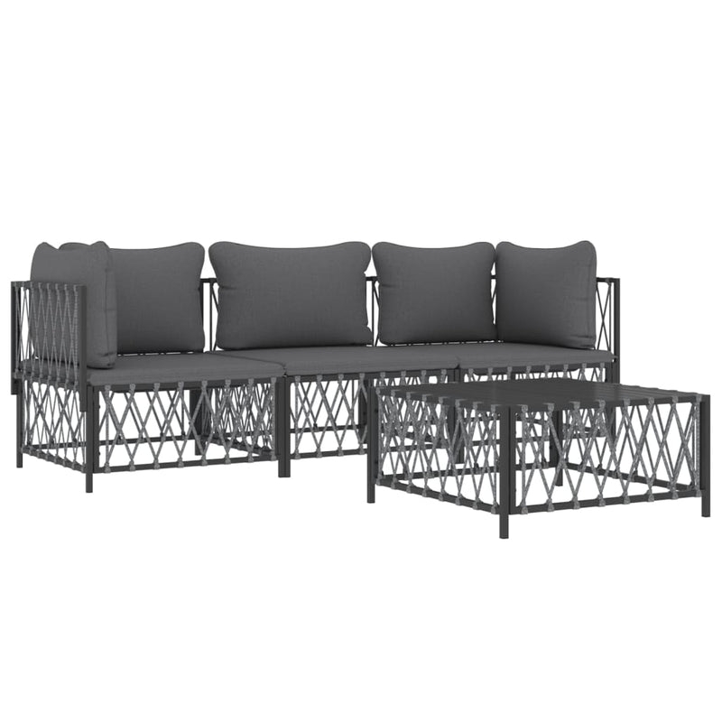 vidaXL 4 Piece Garden Lounge Set with Cushions Anthracite Steel