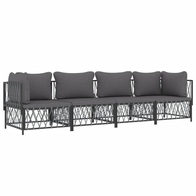 vidaXL 4 Piece Garden Lounge Set with Cushions Anthracite Steel
