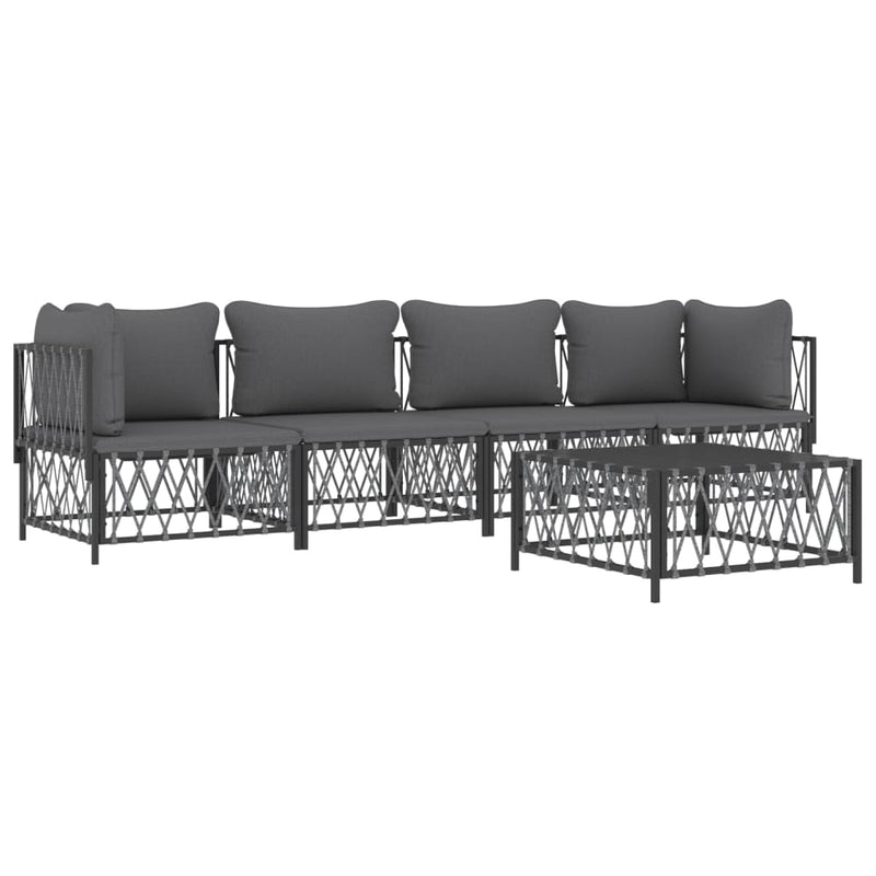 vidaXL 5 Piece Garden Lounge Set with Cushions Anthracite Steel