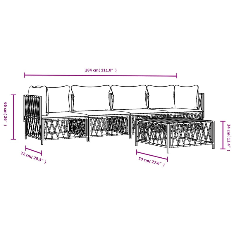 vidaXL 5 Piece Garden Lounge Set with Cushions Anthracite Steel