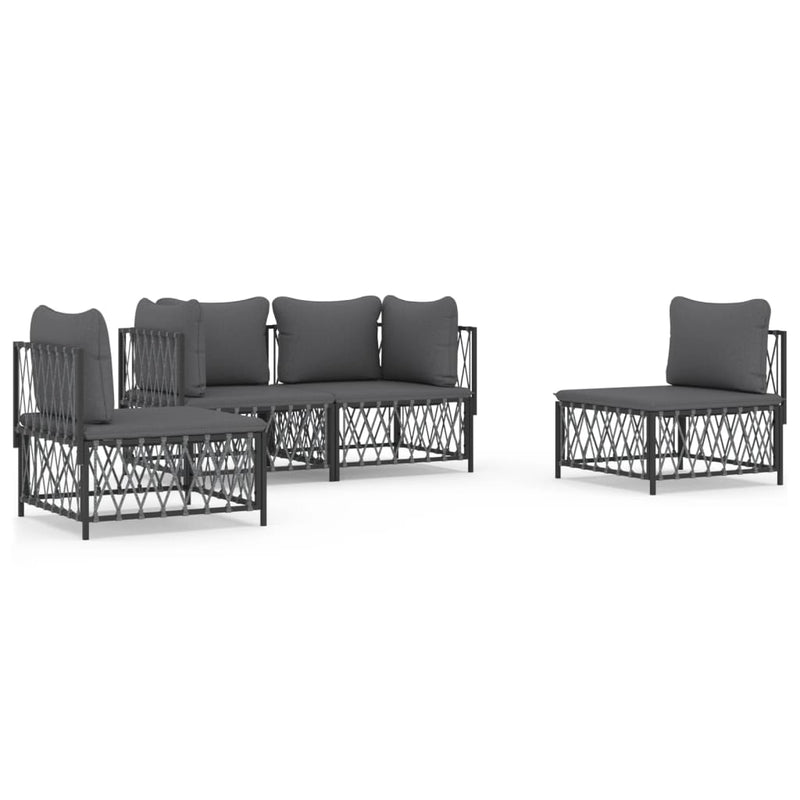 vidaXL 4 Piece Garden Lounge Set with Cushions Anthracite Steel