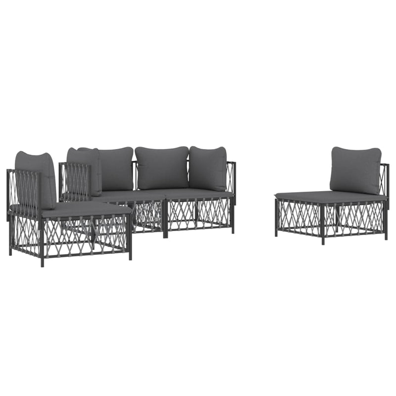 vidaXL 4 Piece Garden Lounge Set with Cushions Anthracite Steel