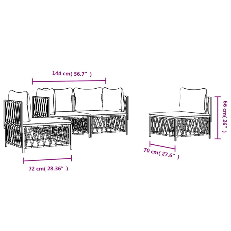 vidaXL 4 Piece Garden Lounge Set with Cushions Anthracite Steel