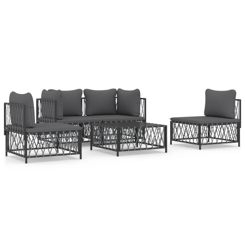 vidaXL 5 Piece Garden Lounge Set with Cushions Anthracite Steel
