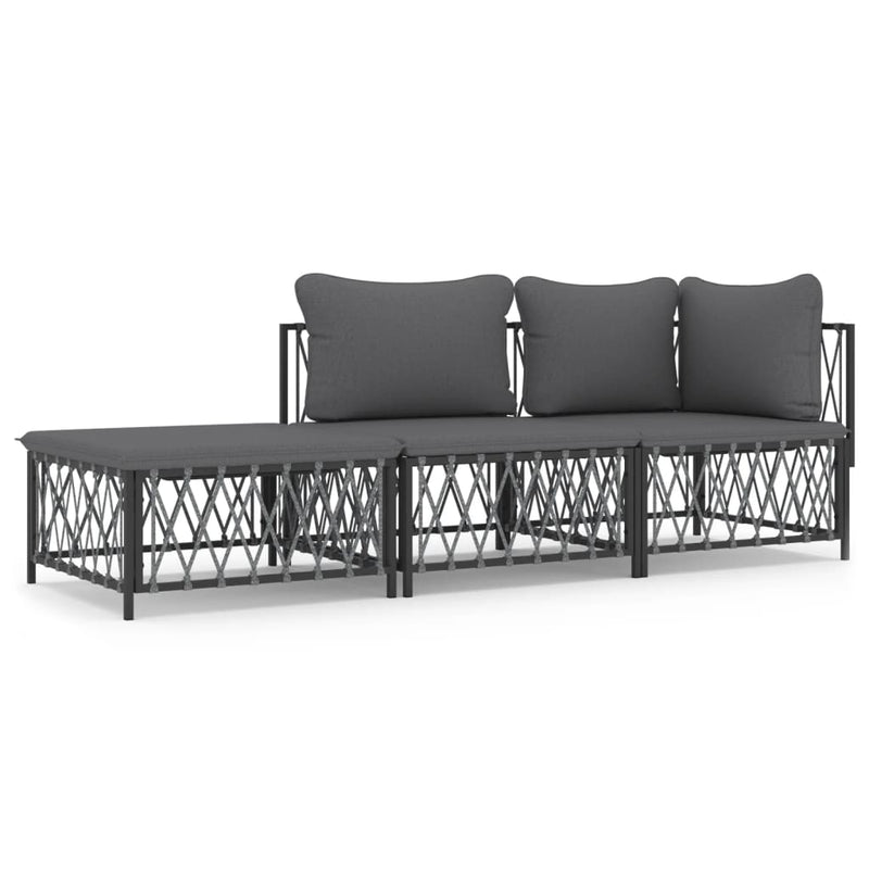 vidaXL 3 Piece Garden Lounge Set with Cushions Anthracite Steel