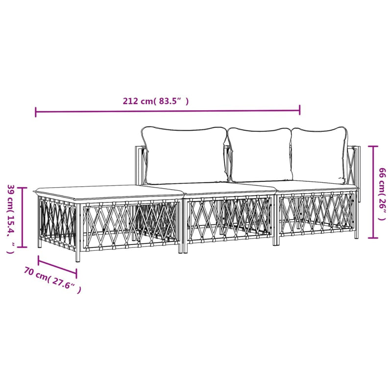 vidaXL 3 Piece Garden Lounge Set with Cushions Anthracite Steel