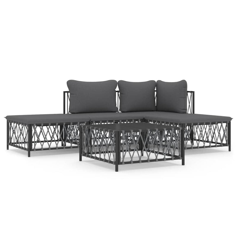 vidaXL 5 Piece Garden Lounge Set with Cushions Anthracite Steel