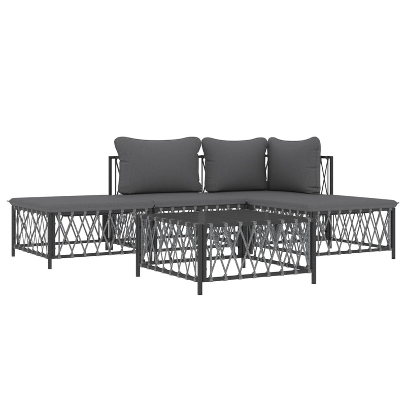 vidaXL 5 Piece Garden Lounge Set with Cushions Anthracite Steel