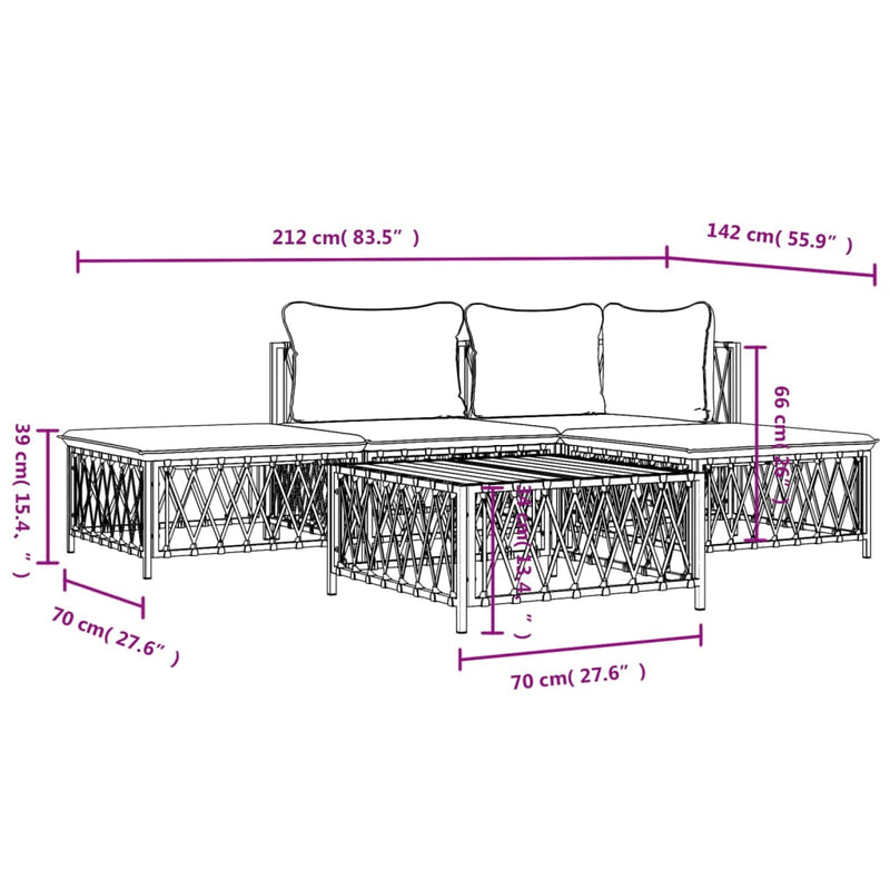 vidaXL 5 Piece Garden Lounge Set with Cushions Anthracite Steel