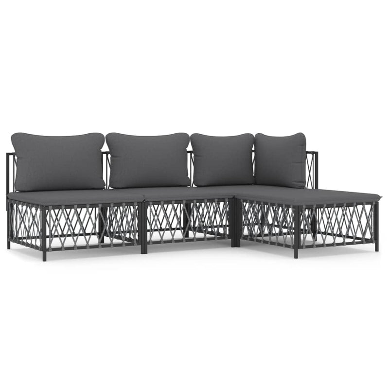 vidaXL 4 Piece Garden Lounge Set with Cushions Anthracite Steel