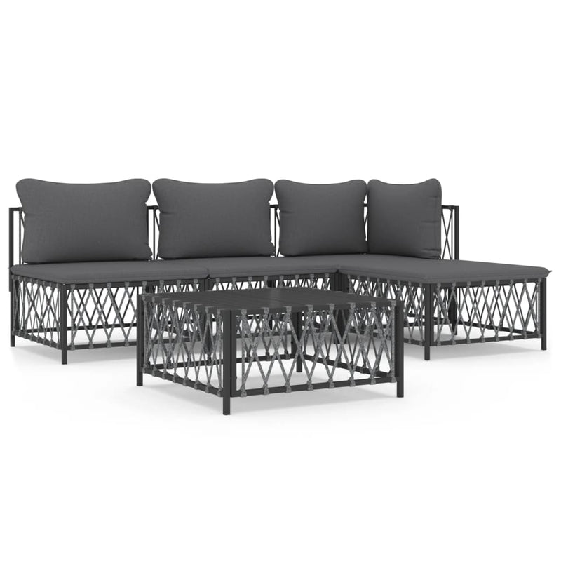 vidaXL 5 Piece Garden Lounge Set with Cushions Anthracite Steel