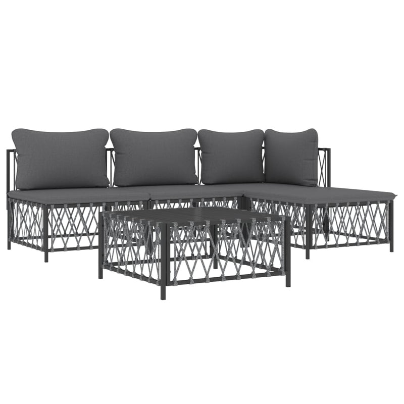 vidaXL 5 Piece Garden Lounge Set with Cushions Anthracite Steel