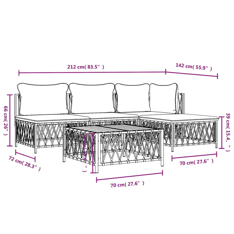 vidaXL 5 Piece Garden Lounge Set with Cushions Anthracite Steel