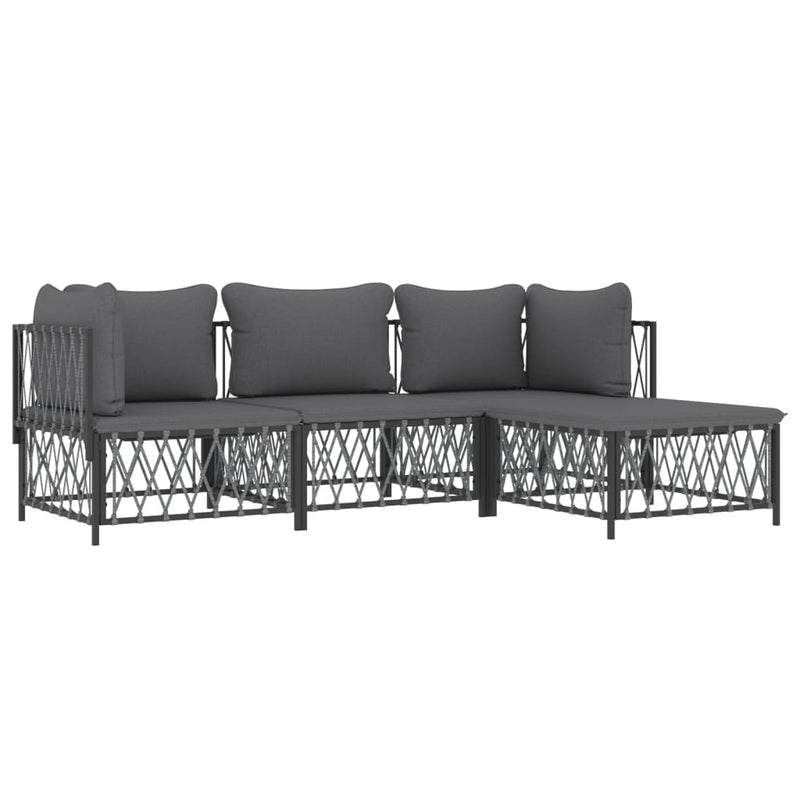 vidaXL 4 Piece Garden Lounge Set with Cushions Anthracite Steel